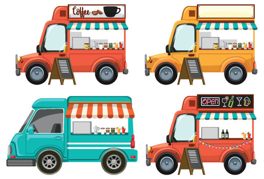 Set of food truck cartoon