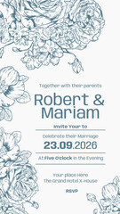 Wedding Invitation Media Social Floral Minimalist Design Template