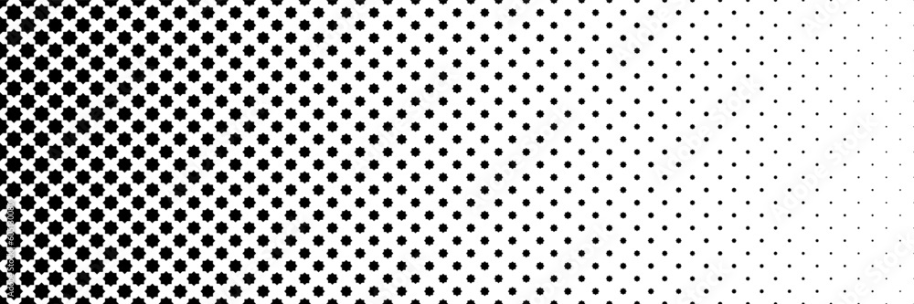 Poster horizontal black halftone of octagon star design for pattern and background.