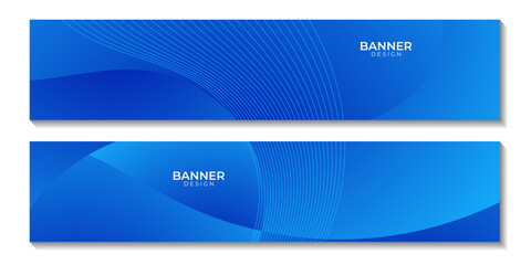 Fototapeta premium set of banners with abstract blue wave gradient background for business