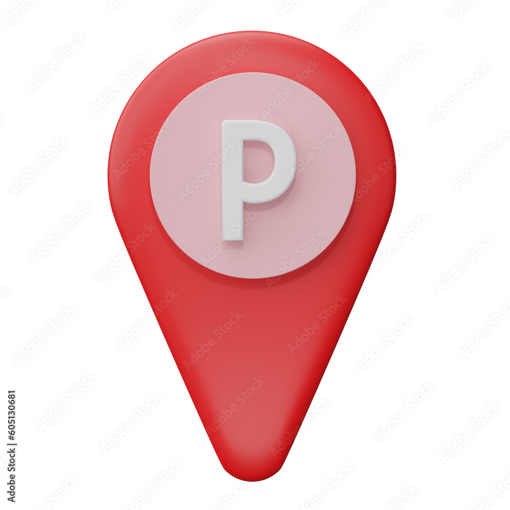 Aufkleber location mark isolated on transparent background. destination pointer, parking sign. 3d render illus