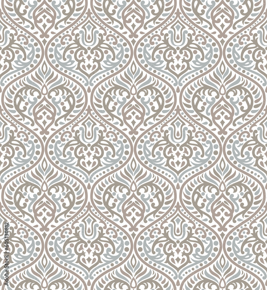 Sticker seamless damask pattern design on white background