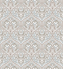 Seamless damask pattern design on white background - obrazy, fototapety, plakaty