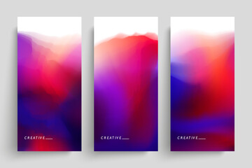 Set of blurred backgrounds with dark color gradients. Vibrant graphic templates collection for creative graphic design. Vector illustration.