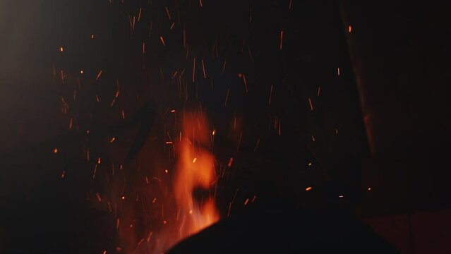 Griding and forging knife by blacksmith