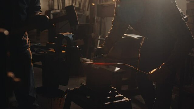 Griding and forging knife by blacksmith