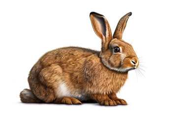 Fototapeta premium Image of a rabbit sitting on white background. Pet. Animals. Illustration, generative AI.