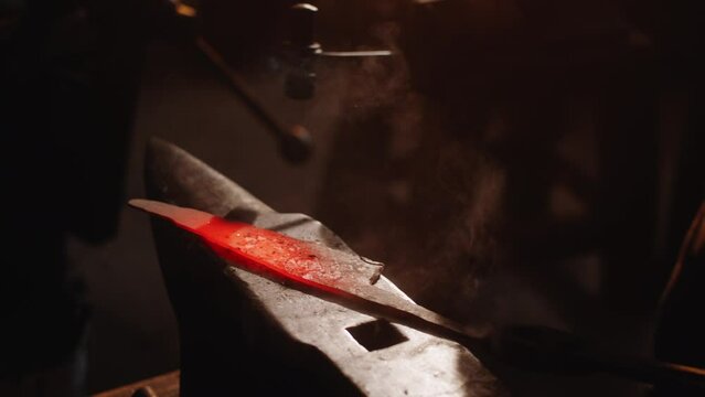 Griding and forging knife by blacksmith