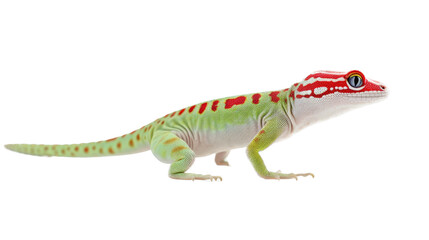 a Day Gecko, colorful, insectivores, Pet-themed, photorealistic illustrations in a PNG. Generative AI