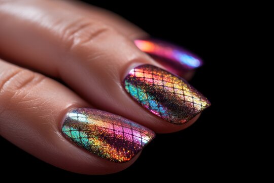 close up view of beautiful nail design, ai tools generated image