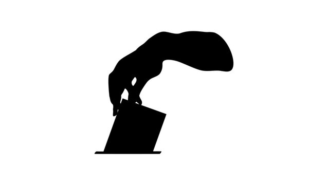 Hand voting silhouette, Hand dropping vote in ballot