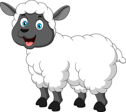 Cute sheep cartoon smiling. Cute sheep mascot cartoon illustration