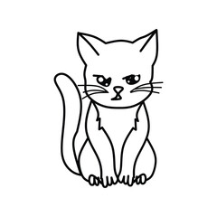 black and white cat icon. isolated on white background. vector illustration.