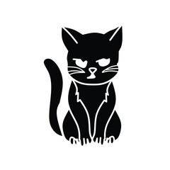 black and white cat icon. isolated on white background. vector illustration.