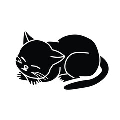 black and white cat icon. isolated on white background. vector illustration.