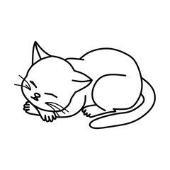 black and white cat icon. isolated on white background. vector illustration.