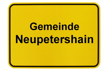 Illustration eines Ortsschildes der Gemeinde Neupetershain in Brandenburg