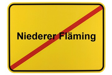 Illustration eines Ortsschildes der Gemeinde Niederer Fläming in Brandenburg