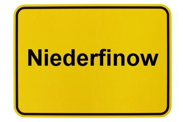 Illustration eines Ortsschildes der Gemeinde Niederfinow in Brandenburg