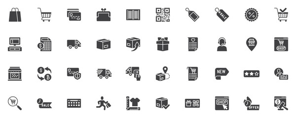 Shopping, Ecommerce vector icons set