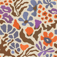 Floral seamless pattern in a minimalist style