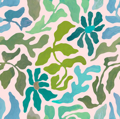 Floral seamless pattern in a minimalist style