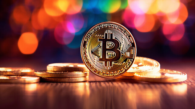 A gold and black coin with the word b on it
