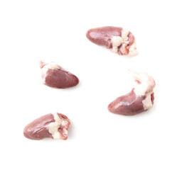 Chicken hearts isolated on white background