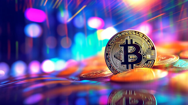 A gold and black coin with the word b on it