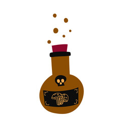 Poison bottle isolated on white background. Decorative element for Halloween. Vector illustration. Flat style.