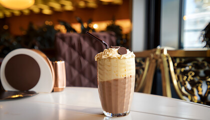 coffee latte with ice cream,AI generate