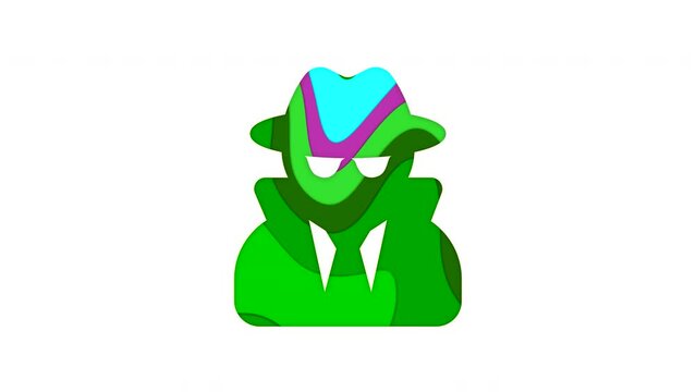 Multi-colored icon user secret with colored spots floating inside. Looped from frame 120 to 839, Alpha BW at the end