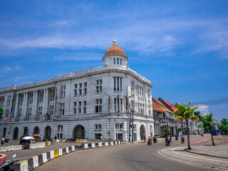 Jakarta, Indonesia (March 19, 2023): Old buildings from the historical heritage of Batavia which are located in the Kota Tua area, Jakarta. - obrazy, fototapety, plakaty