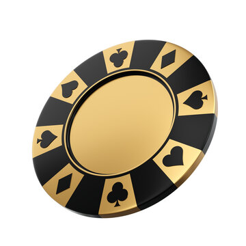 casino gamble poker chip isolated on white background. gold black casino gamble poker chip isolated. gold black casino gamble poker chip isolated 3d render illustration