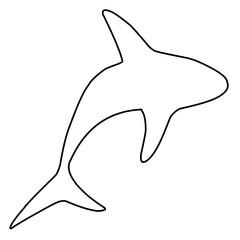 Obraz premium Shark Outline Icon, Cute Cartoon Shark Outline