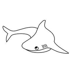 Shark Outline Icon, Cute Cartoon Shark Outline