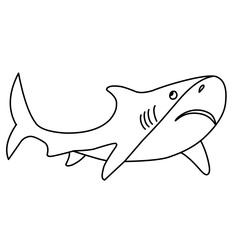 Shark Outline Icon, Cute Cartoon Shark Outline