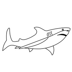 Shark Outline Icon, Cute Cartoon Shark Outline