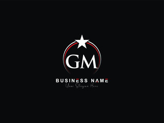 Luxury GM logo icon, minimalist unique Gm mg logo letter vector star - obrazy, fototapety, plakaty
