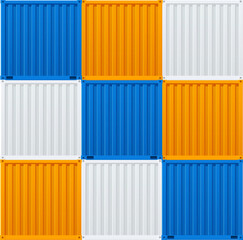 Shipping Cargo Container Background Card Pattern Logistics and Transportation Concept. Vector illustration of Stack Color Metal Containers - 605136276