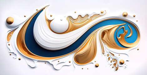 Abstract, Golden and blue liquid paint