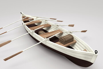 3d illustration. Ship boat jolly - 605141279