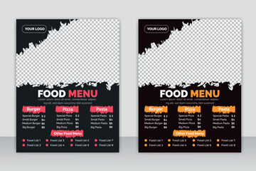 restaurant menu, Fast Food Flyer Design Template cooking, cafe and food ordering, junk food. Vector illustration for banner, poster, flyer, cover, menu, brochure