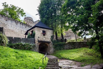 Gate to historical castle Chojnik in Poland - 605142244