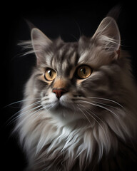 Portrait of American Curl Cat Generative with AI technology