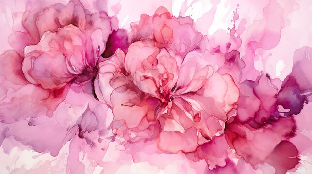Abstract pink rose color painting by watercolor. 