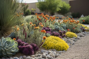 Xeriscaping is the process of landscaping, or gardening, that reduces or eliminates the need for irrigation. xeriscaped landscapes need little or no water. AI generative