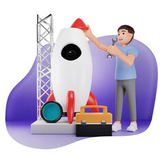 Man Working On Product, 3D Character Illustration