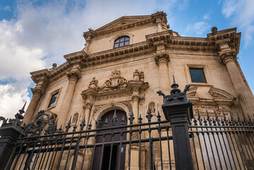 Fototapeta na wymiar Facade of the Purgatorio Church in Ragusa Ibla, Sicily, Italy, Europe, World Heritage Site