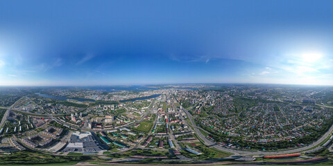 Kazan, Russia. Aerial view. Spherical panorama of Kazan. Full 360 degrees